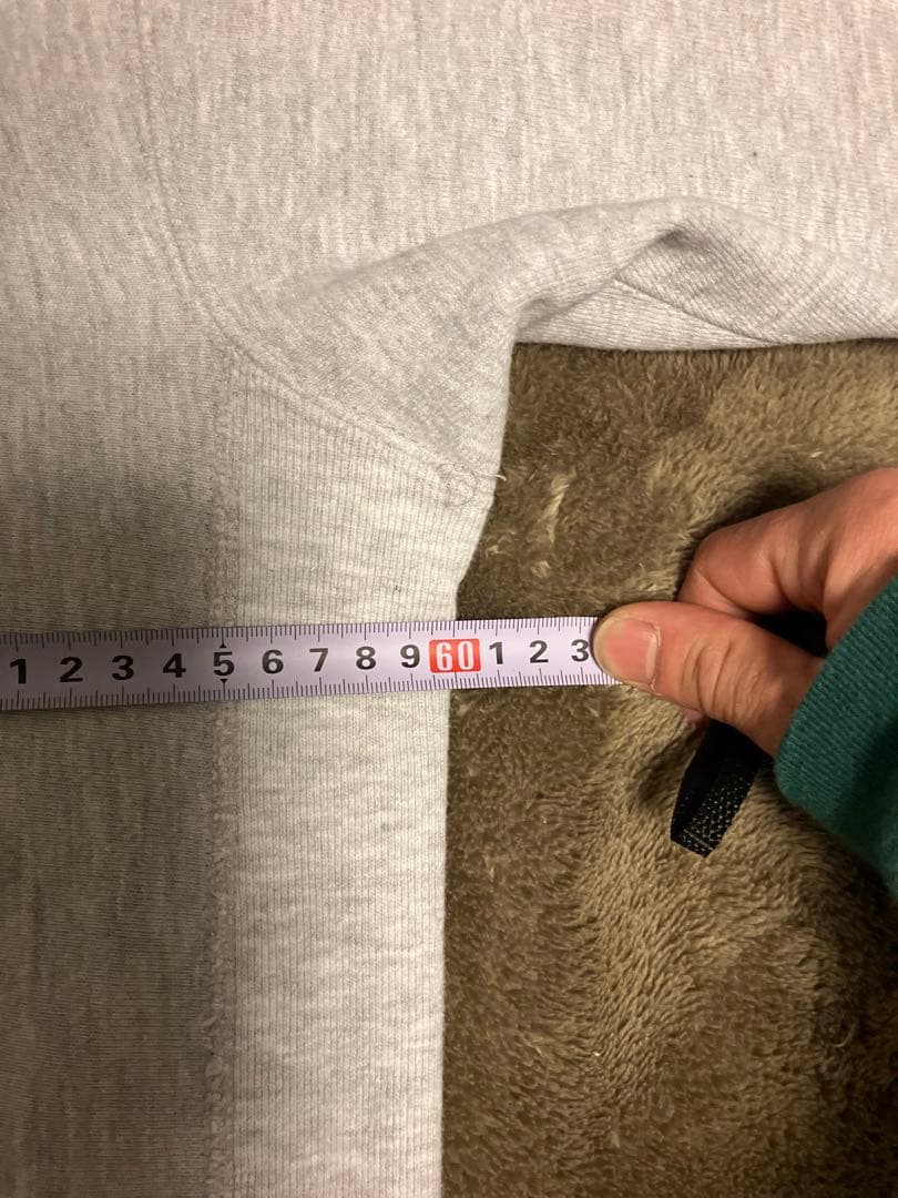 タグ無しチャンピオンリバースウィーブ　トレーナー3段プリント グレー