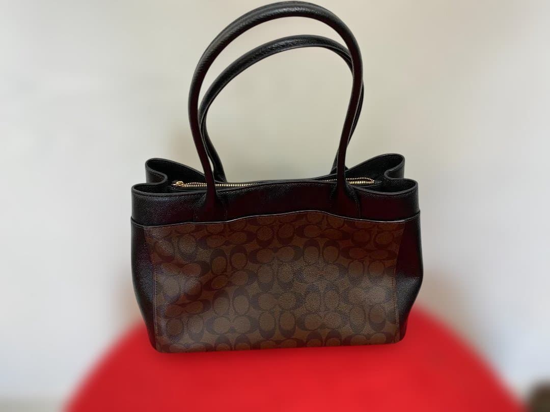 美品　COACH レザートートバッグ ブラウン/ブラック　1