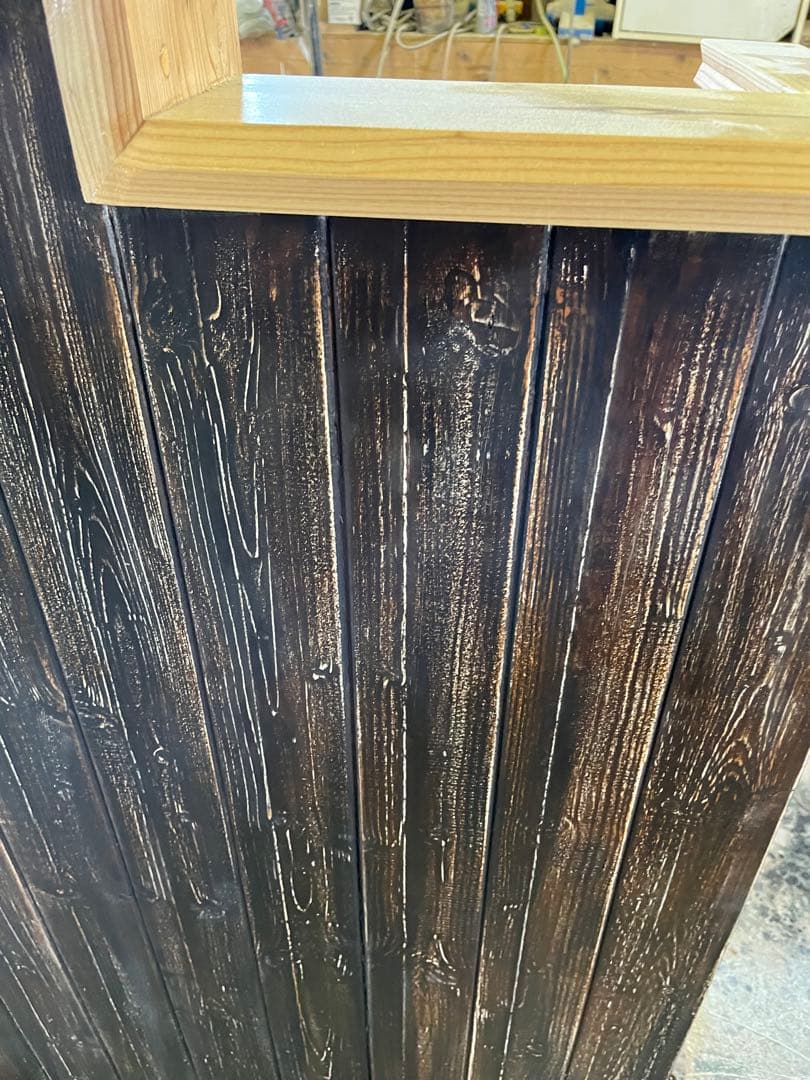 現品処分品　木製ダークブラウンカウンターテーブル