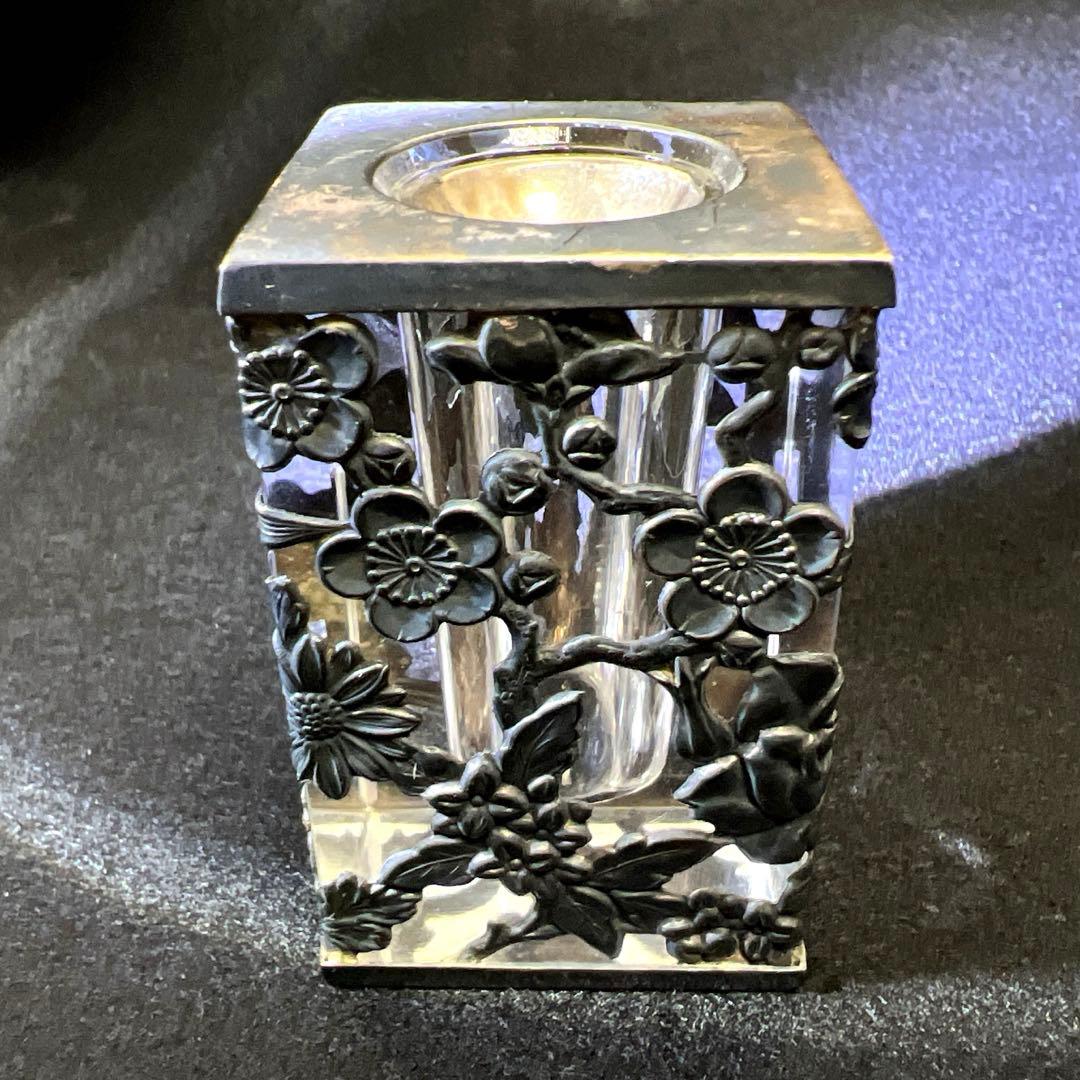 銀製刻印　透彫小花入　180g高さ6㎝　東Y7-1218☆2F