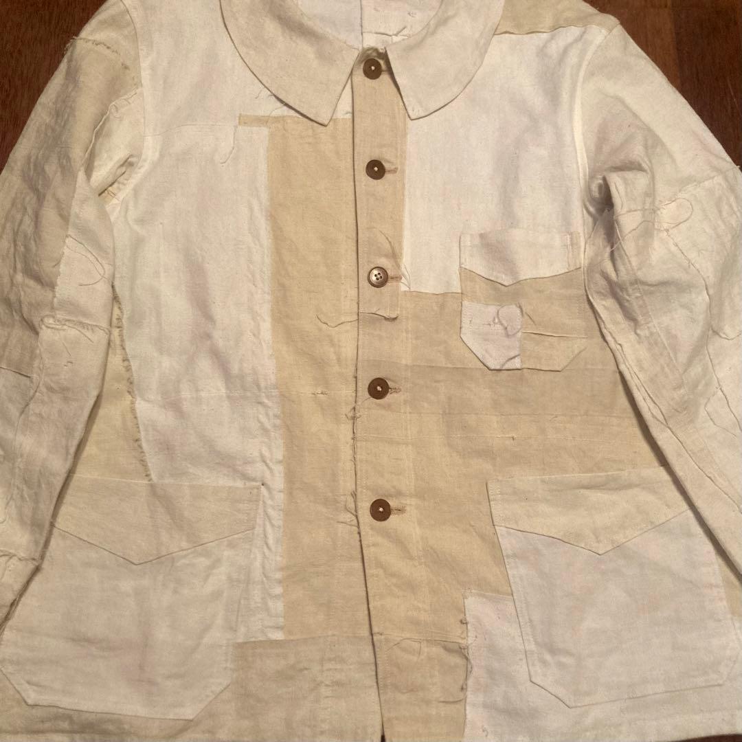 再構築 ユーロワークジャケット フレンチリネン パッチワーク ビッグサイズ