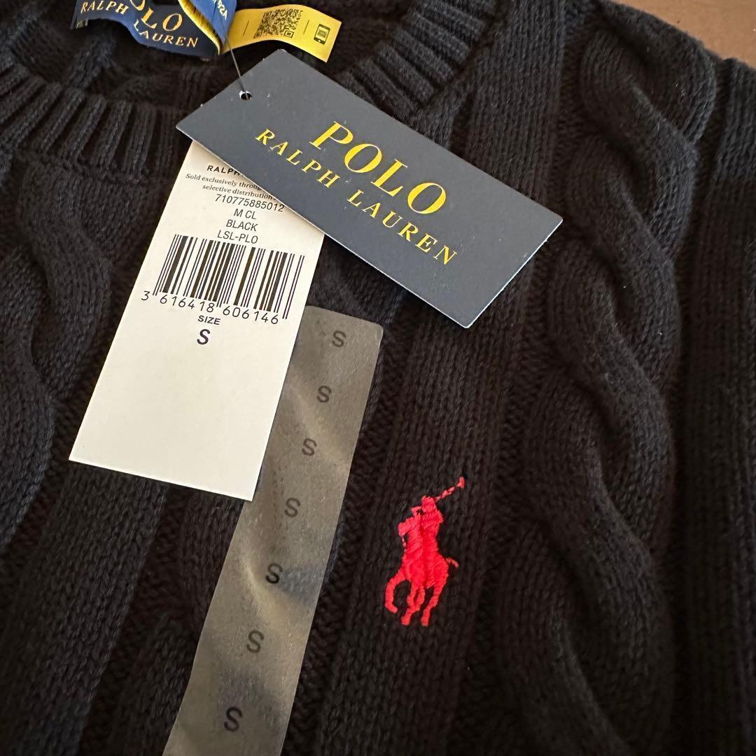 メンズ黒S 【新品タグ付】POLO ラルフローレン コットン ケーブル セーター