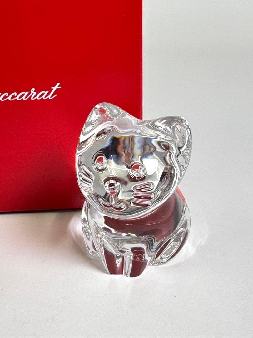 最安値 バカラ Baccarat クリスタルフィギュア 猫 ねこ フィギュリン