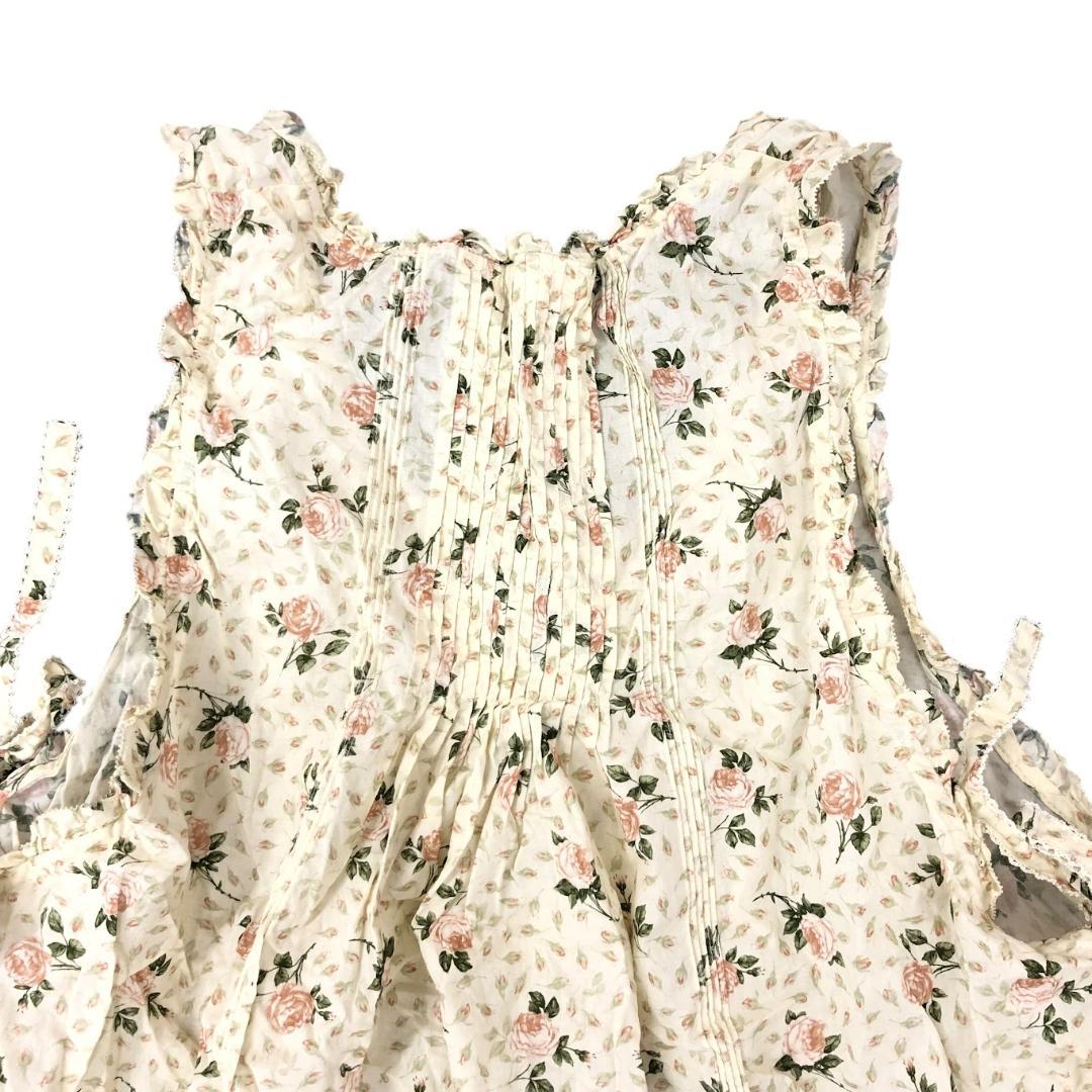 PINK HOUSE ピンクハウス エプロンタブリエ 花柄 フリル ベージュ系