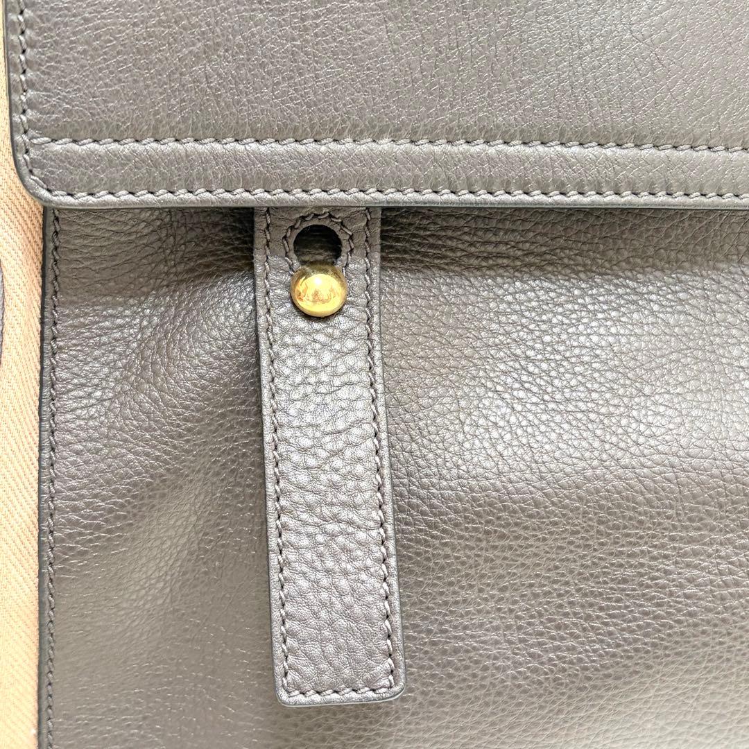 YSL イヴサンローラン ミューズトゥ グレー レザー ハンドバッグ　肩掛け