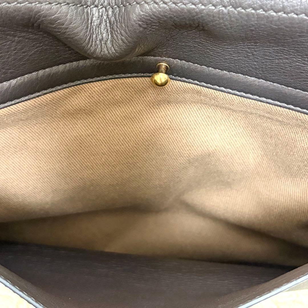 YSL イヴサンローラン ミューズトゥ グレー レザー ハンドバッグ　肩掛け