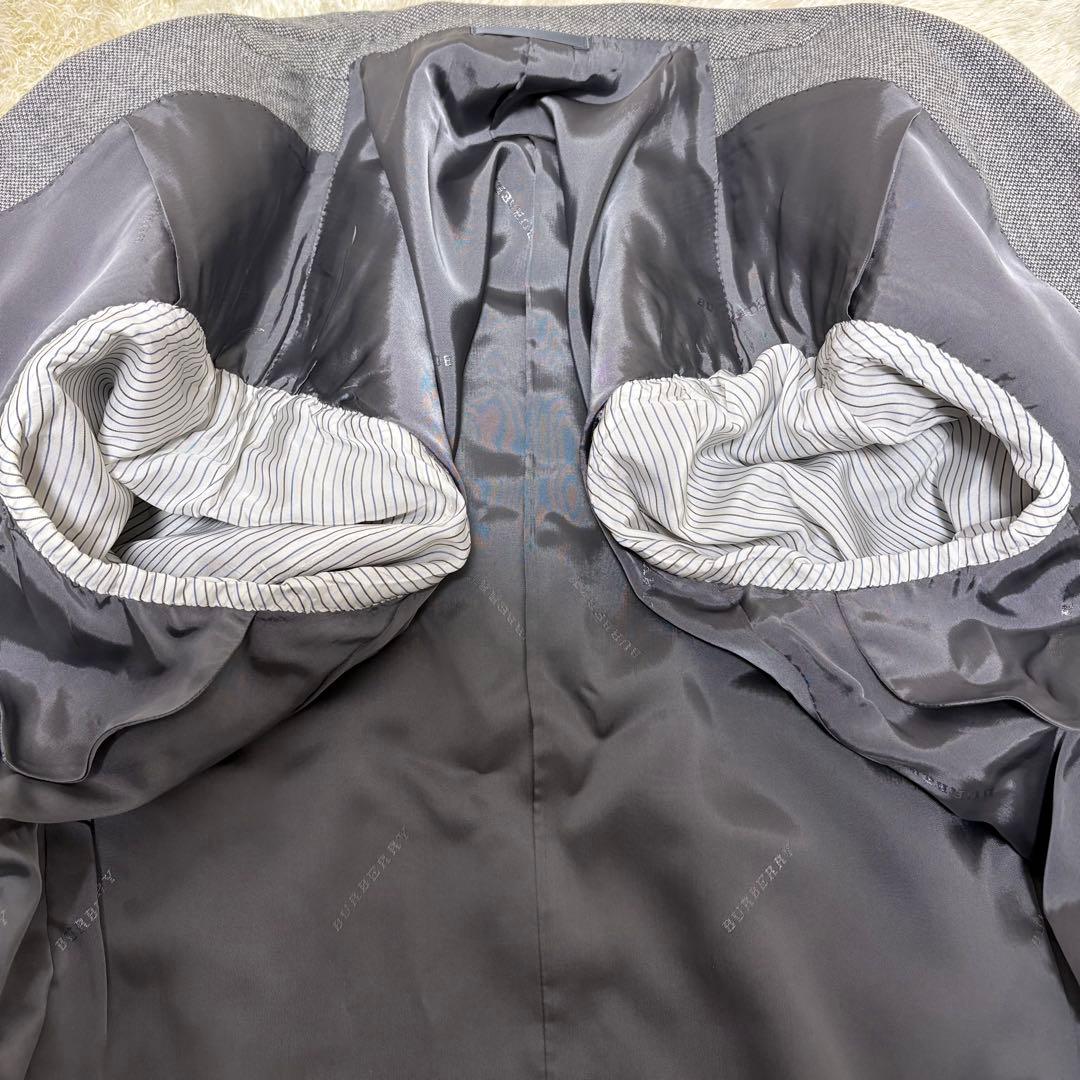 バーバリーロンドン テーラードジャケット カシミヤ100% 総ロゴ グレー 2B