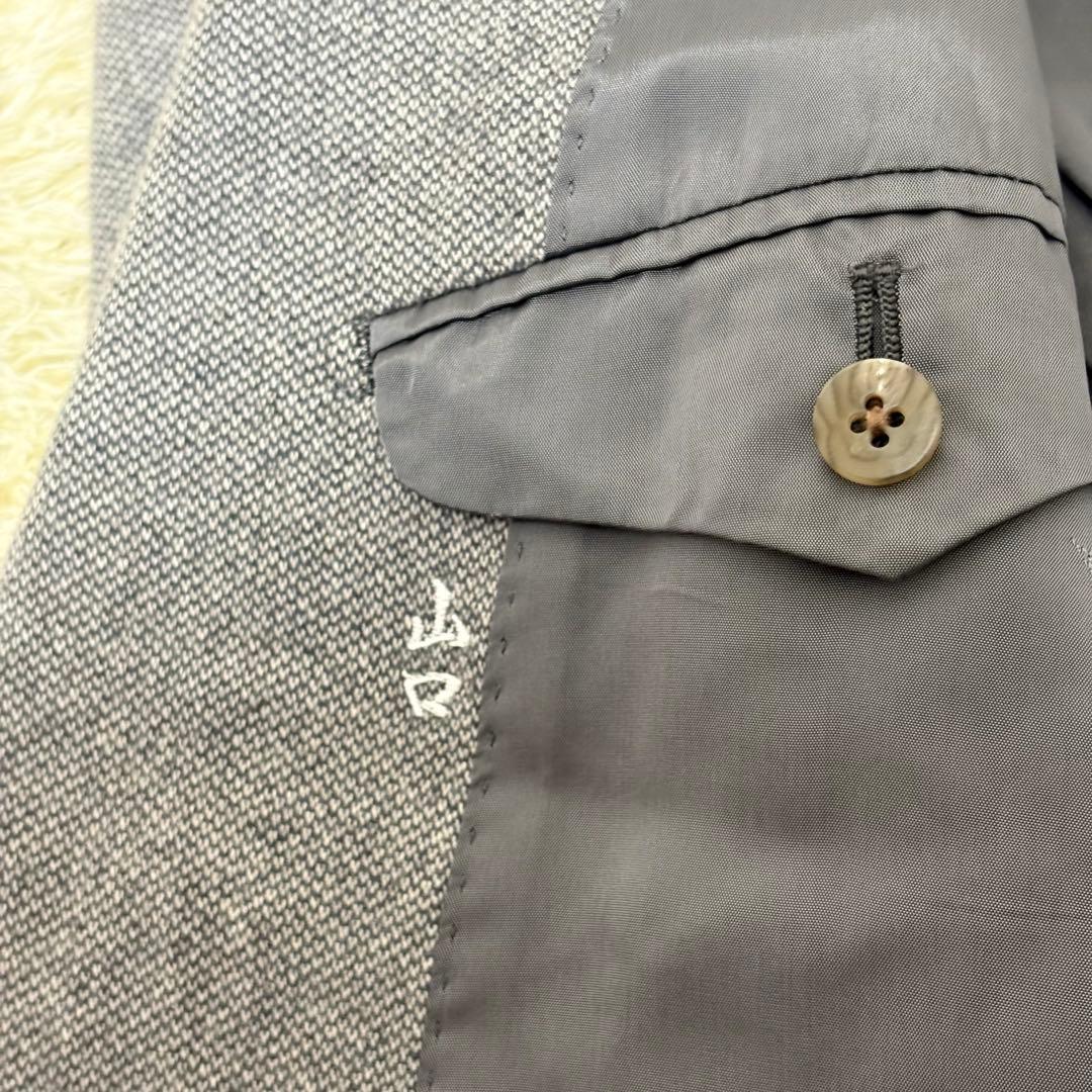 バーバリーロンドン テーラードジャケット カシミヤ100% 総ロゴ グレー 2B