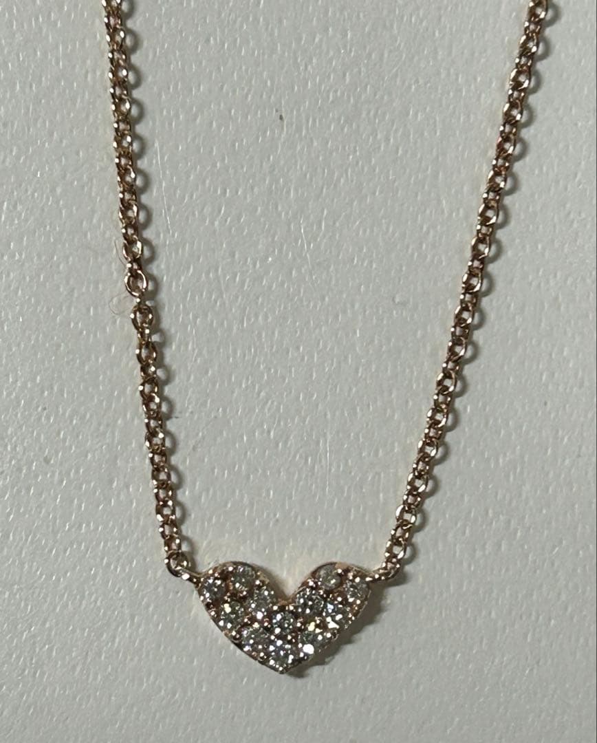 K10PG ダイヤ　ハート　ネックレス
