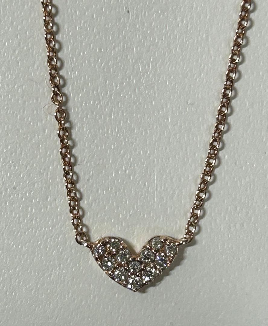 K10PG ダイヤ　ハート　ネックレス