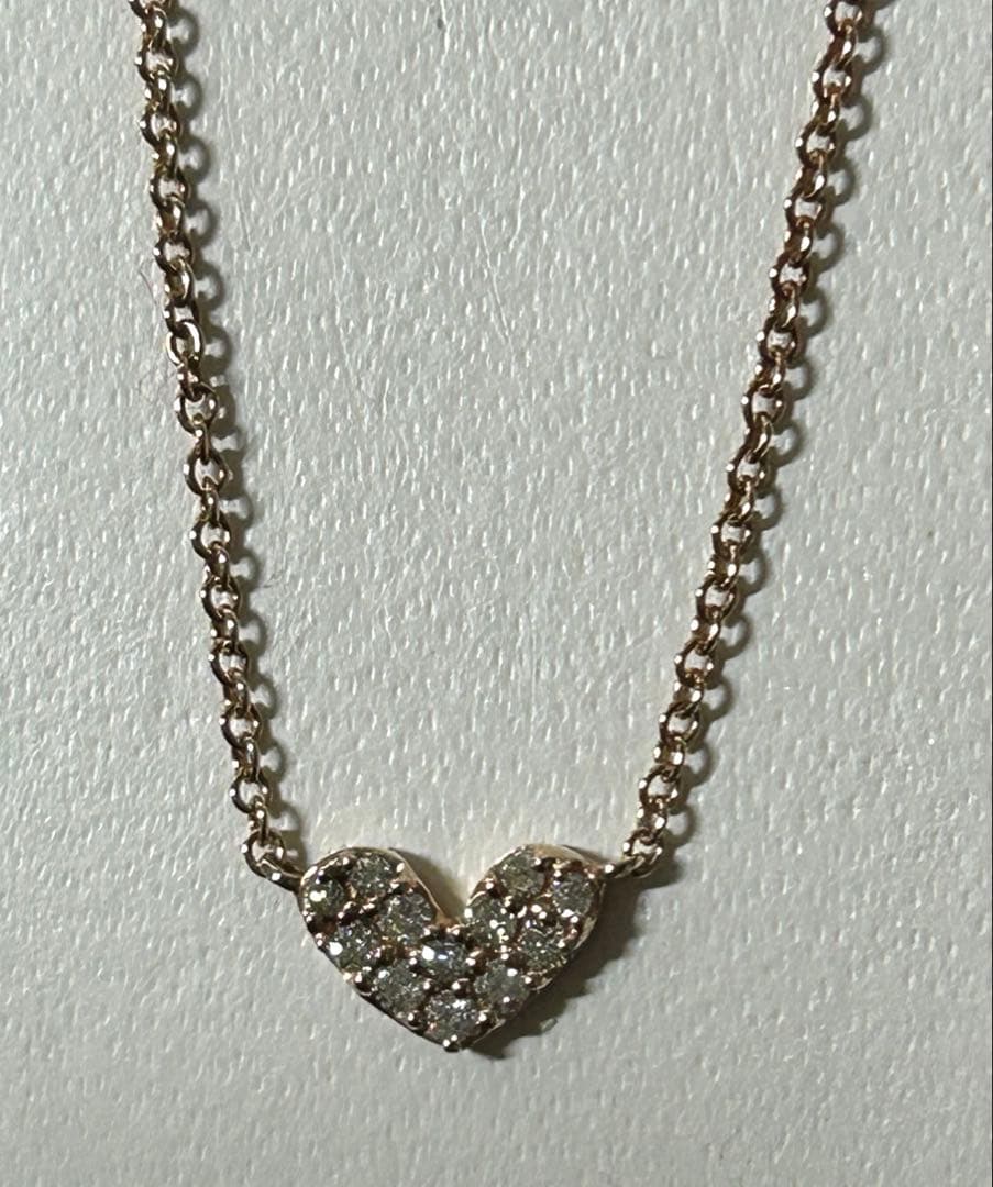 K10PG ダイヤ　ハート　ネックレス
