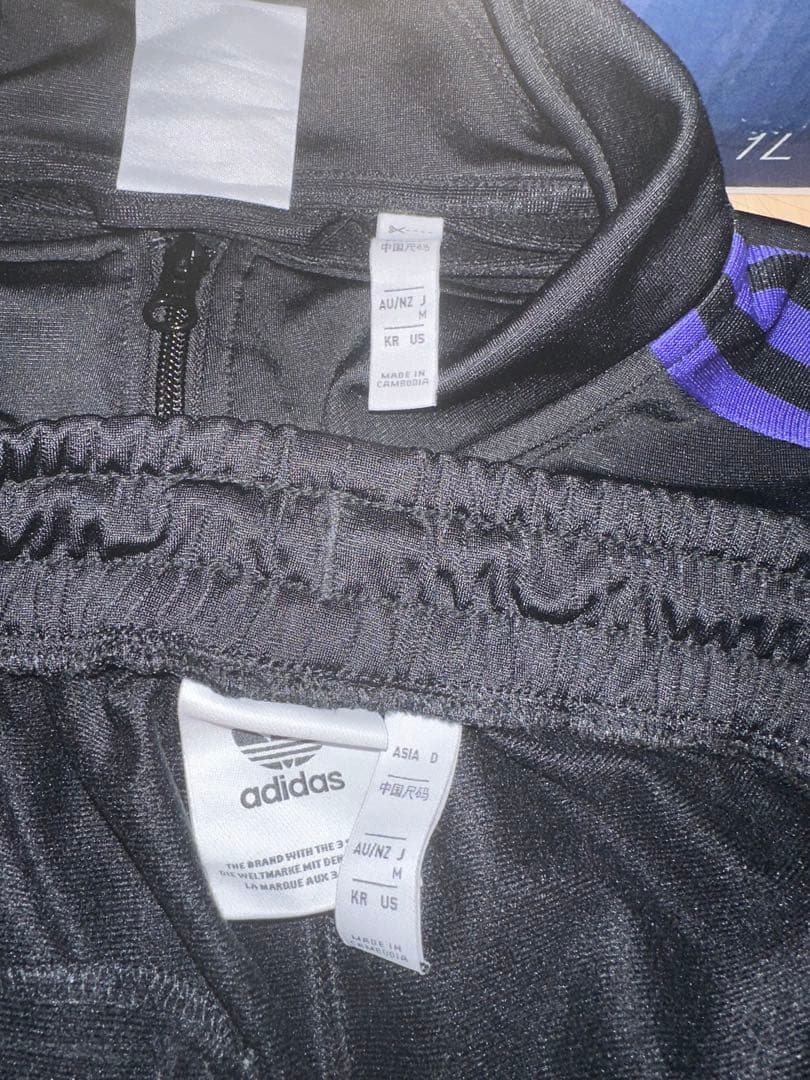 adidas ジャージセット ブラック/パープル M