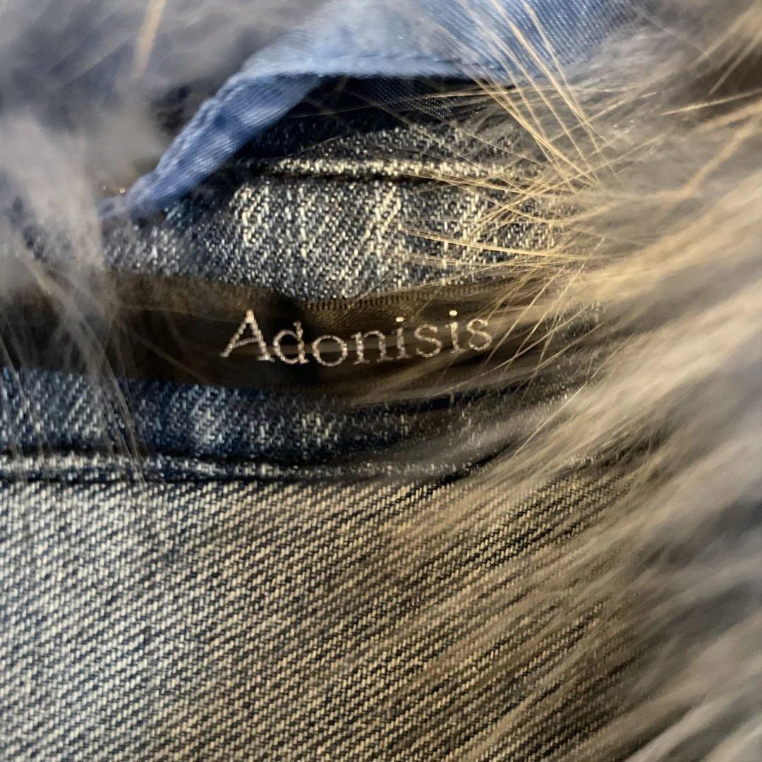 完売品 未使用、Adonisis ラクーンファーカラー デニムジャケット