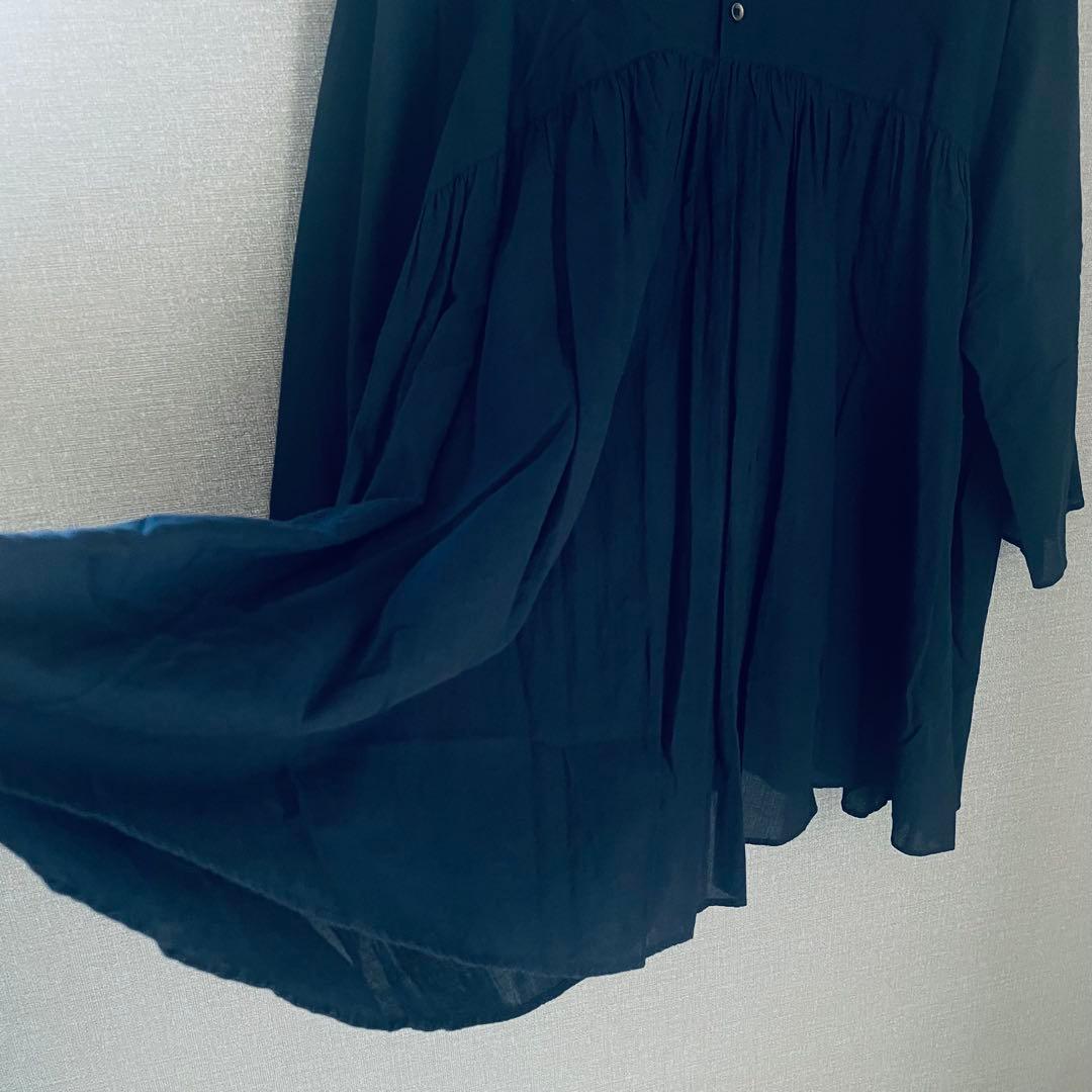 未使用級✨ヨーガンレール イエローレーベル ギャザー切替チュニック 紺 インド製