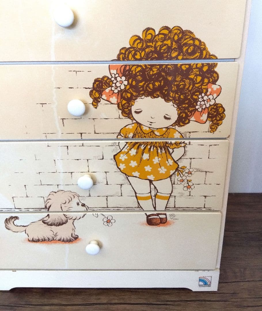 [き]昭和レトロ　女の子　犬　チェスト　大恵産業