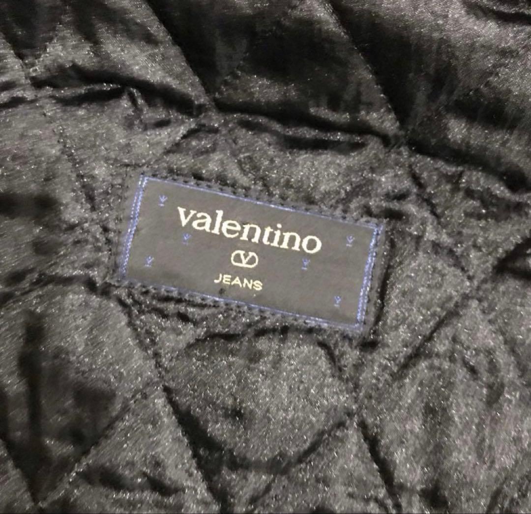 Valentino カウ柄 ファー レザー デニムジャケット 短丈 黒 34