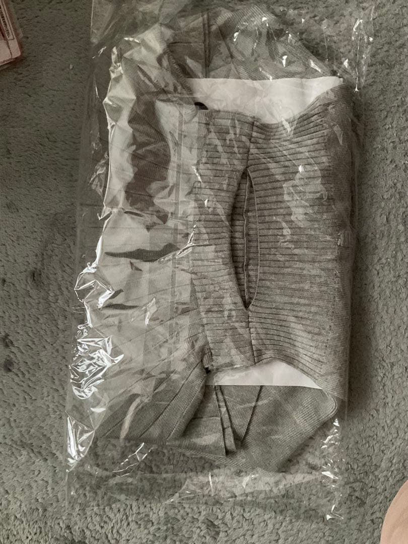 Darich ウエストオープンリボンデザインニットミニワンピース グレー F