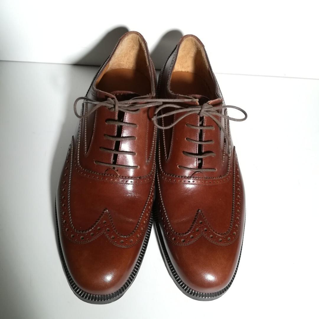 d0271 新品同様 サルヴァトーレフェラガモ ウイングチップ 6.5EE 茶