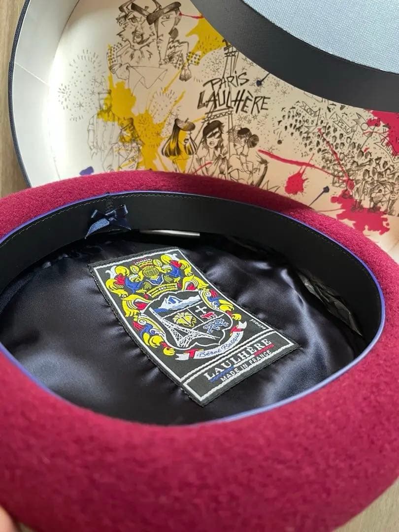 【未使用】本革ベルト LAULHERE ベレー帽 ボルドー レッド ロレール