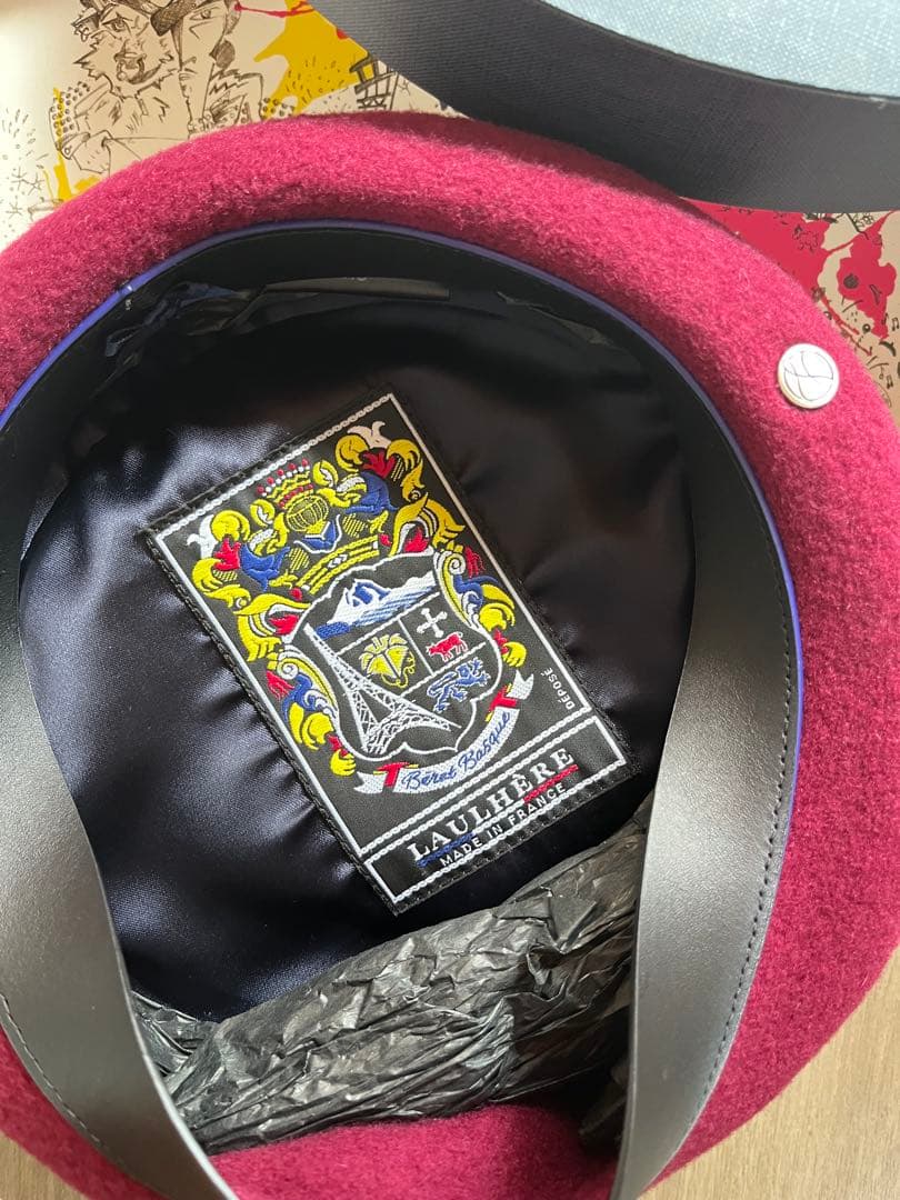 【未使用】本革ベルト LAULHERE ベレー帽 ボルドー レッド ロレール