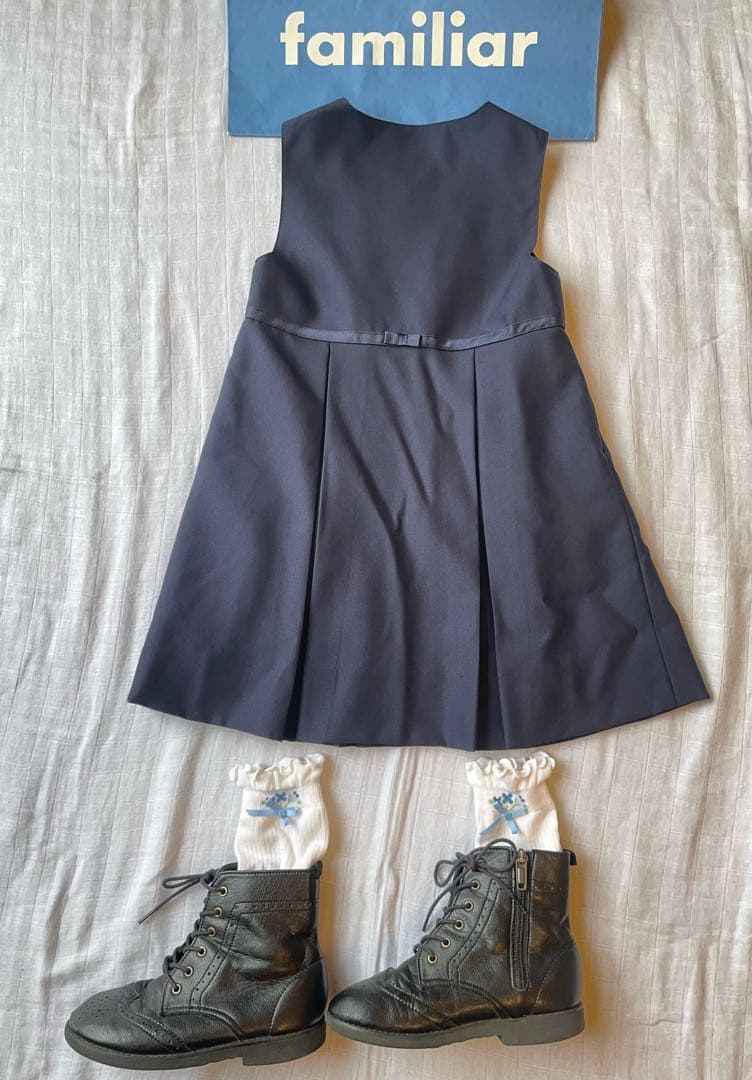 美品 ファミリア お受験 アンサンブル 100 フォーマル ネイビー