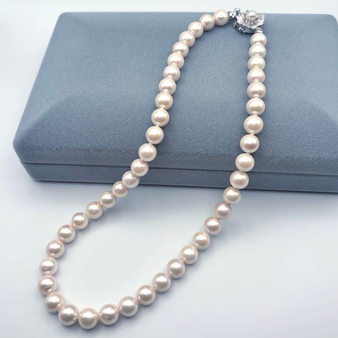 大珠8.5mm✨オーロラ干渉色◎アコヤ真珠ネックレス オールノット仕上 冠婚葬祭