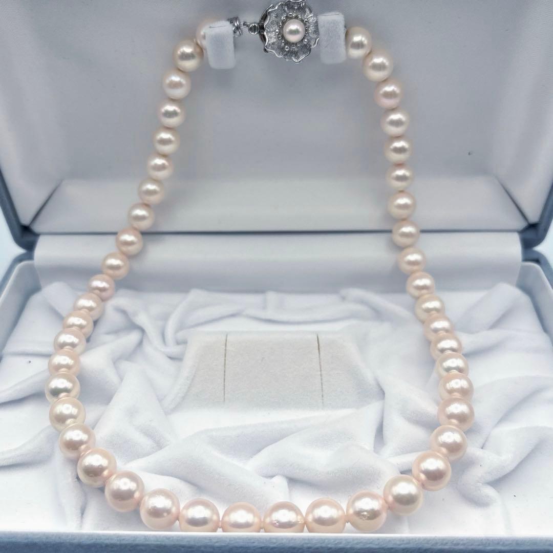 大珠8.5mm✨オーロラ干渉色◎アコヤ真珠ネックレス オールノット仕上 冠婚葬祭