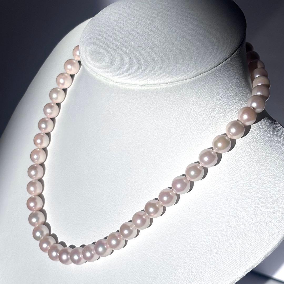 大珠8.5mm✨オーロラ干渉色◎アコヤ真珠ネックレス オールノット仕上 冠婚葬祭