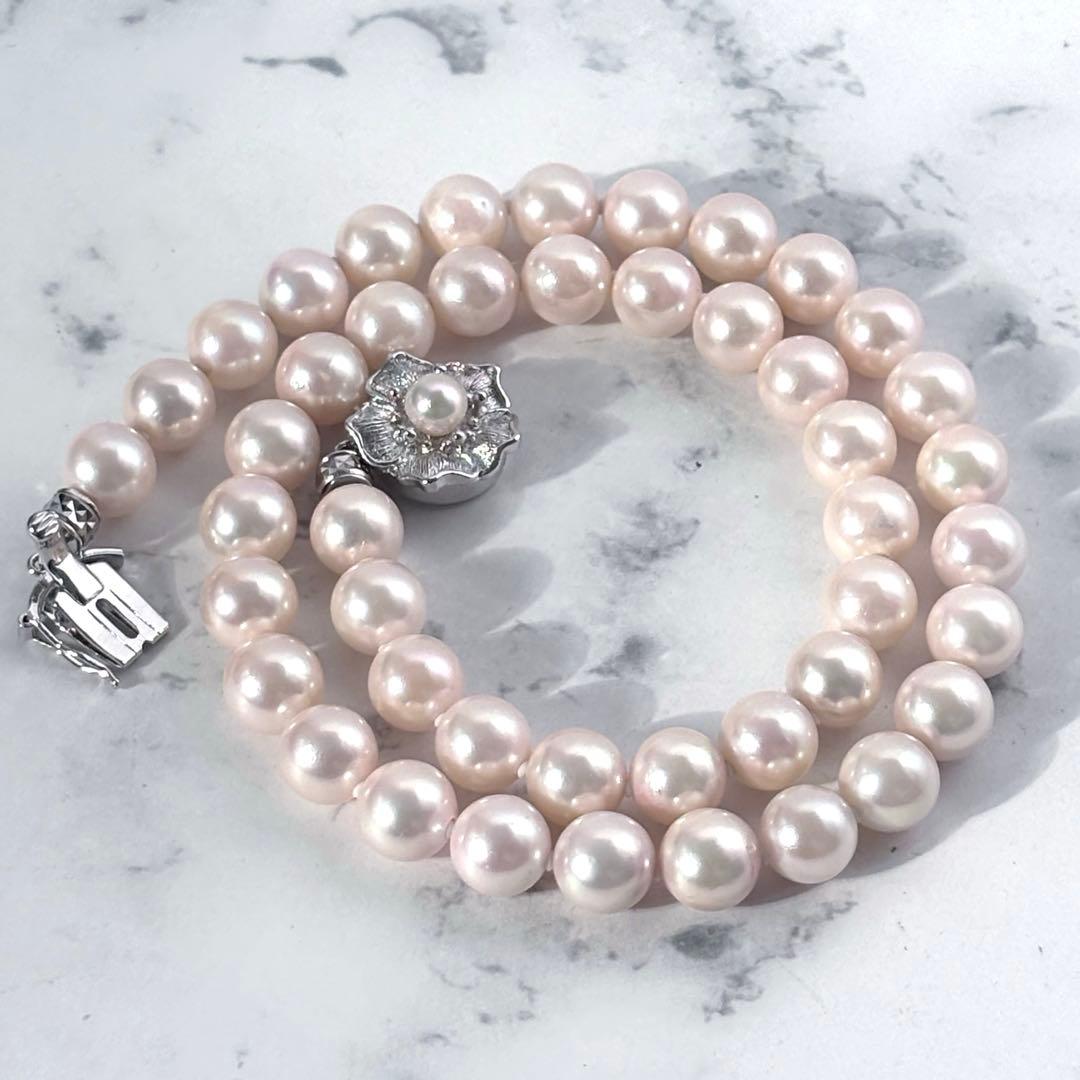 大珠8.5mm✨オーロラ干渉色◎アコヤ真珠ネックレス オールノット仕上 冠婚葬祭