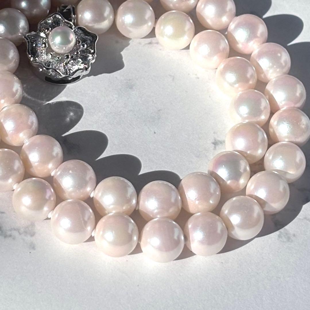 大珠8.5mm✨オーロラ干渉色◎アコヤ真珠ネックレス オールノット仕上 冠婚葬祭