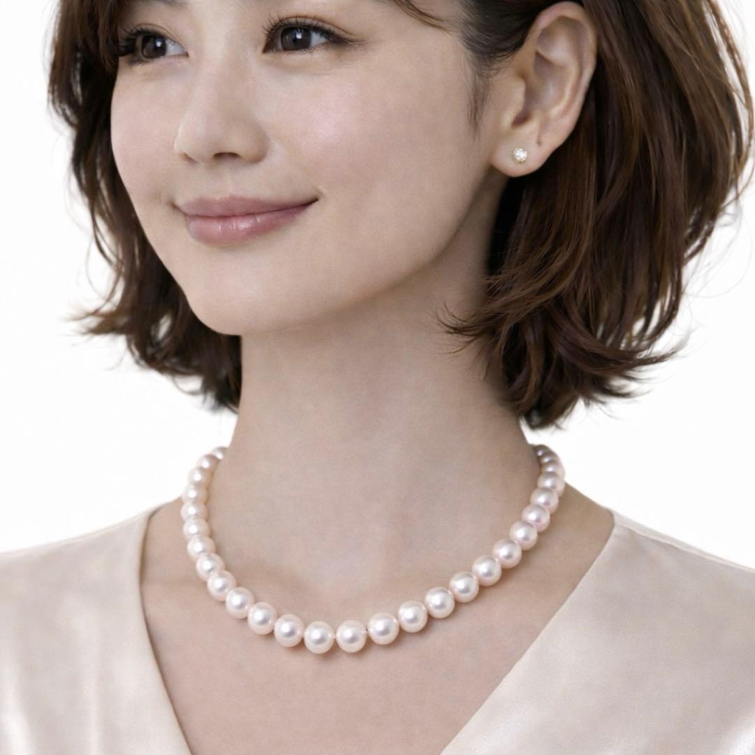 大珠8.5mm✨オーロラ干渉色◎アコヤ真珠ネックレス オールノット仕上 冠婚葬祭