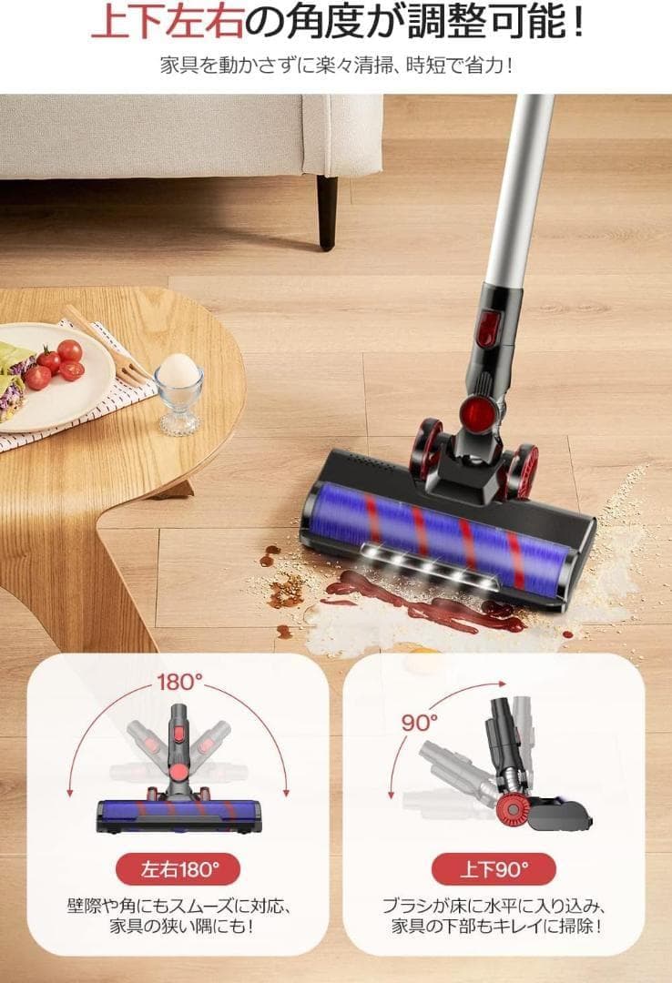 コードレス掃除機 ハンディークリーナー 45000pa超強力吸引 LEDライト付