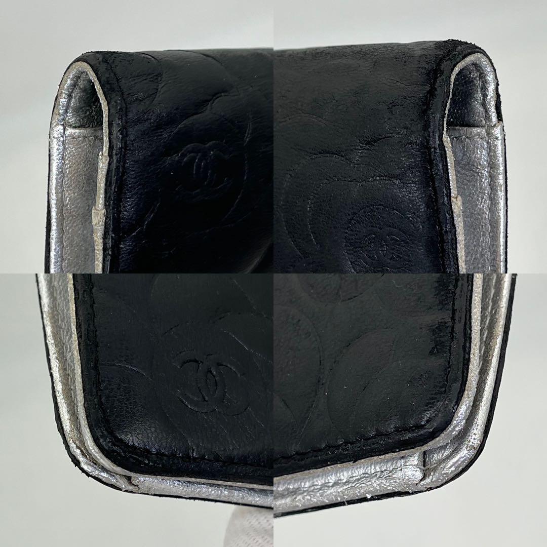 CHANEL 長財布 ココマーク カメリア フラワーエンボス ブラック レザー