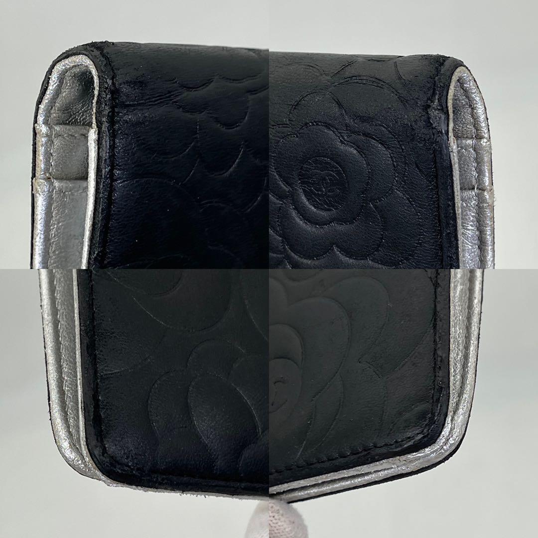 CHANEL 長財布 ココマーク カメリア フラワーエンボス ブラック レザー