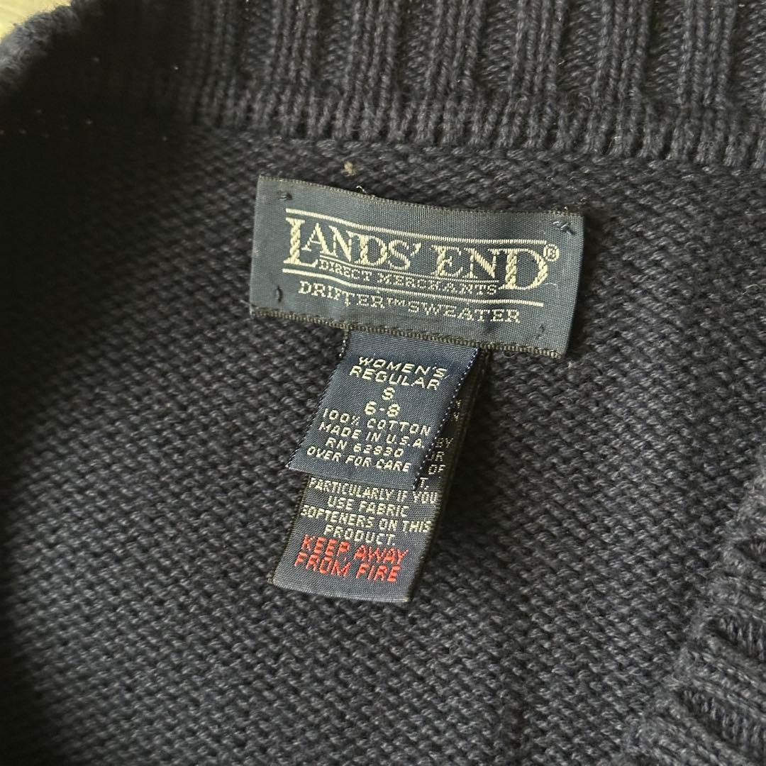 Lands’ End コットンニット 90s USA製 ネイビー ラグラン