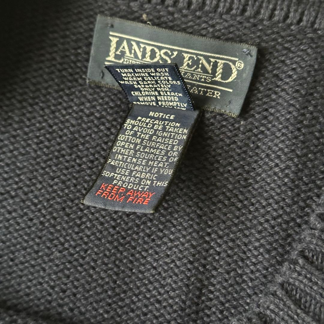 Lands’ End コットンニット 90s USA製 ネイビー ラグラン