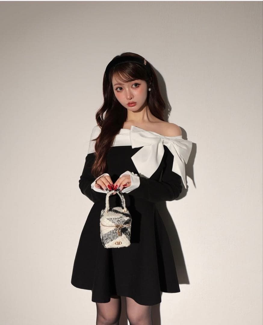 エムミーエメ オフショルリボンニットミニワンピース