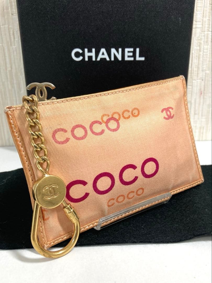 シャネル　キャンバス　キーリング付き　ケース　カードケース　箱付き
