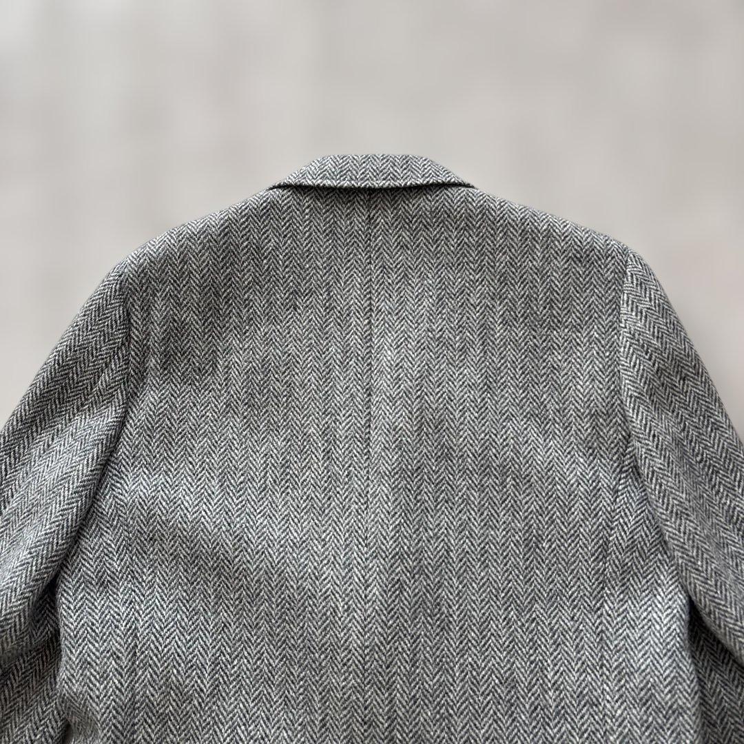 美品【ヘリンボーン 】アメリカ製　ハリスツイード　テーラードL 灰　毛　くるみB