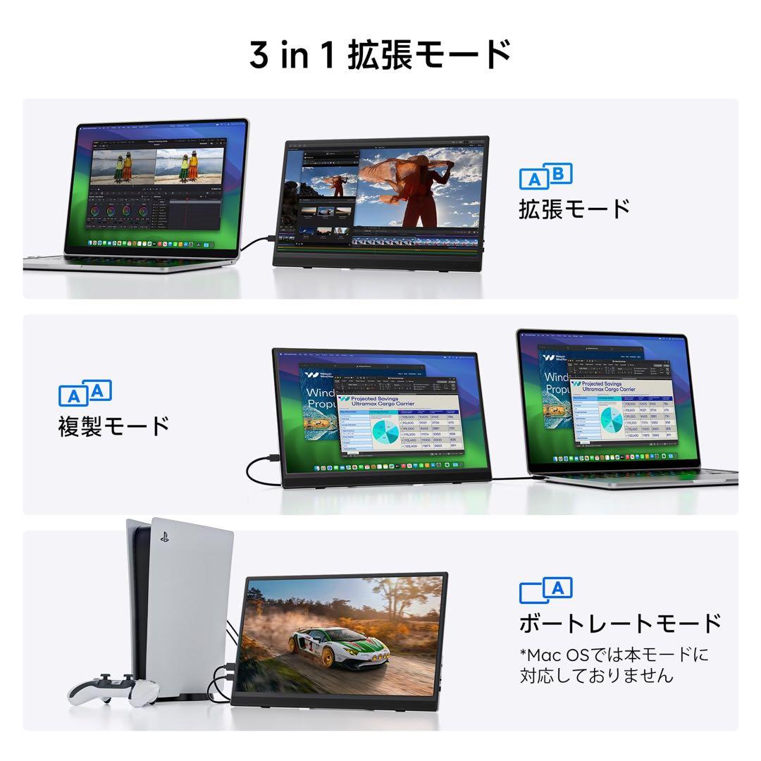 モバイルモニター 15.6インチ FHD IPS 自立式