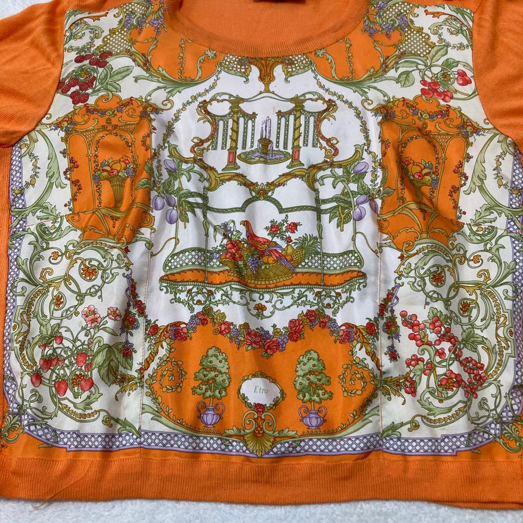 希少　エトロ　シルク100% 総柄アンサンブル　カーディガン＆Tシャツ2点セット