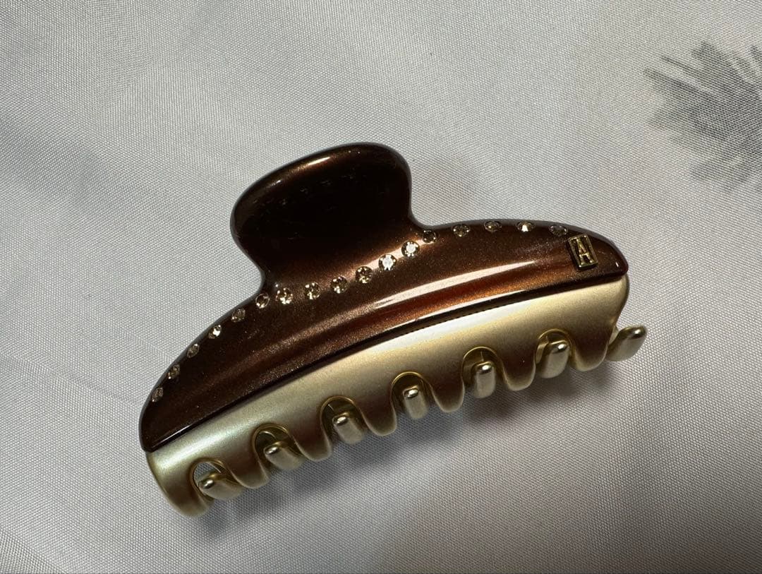 【美品】アレクサンドルドゥパリ ヘアクリップ7.5cm ブラウン