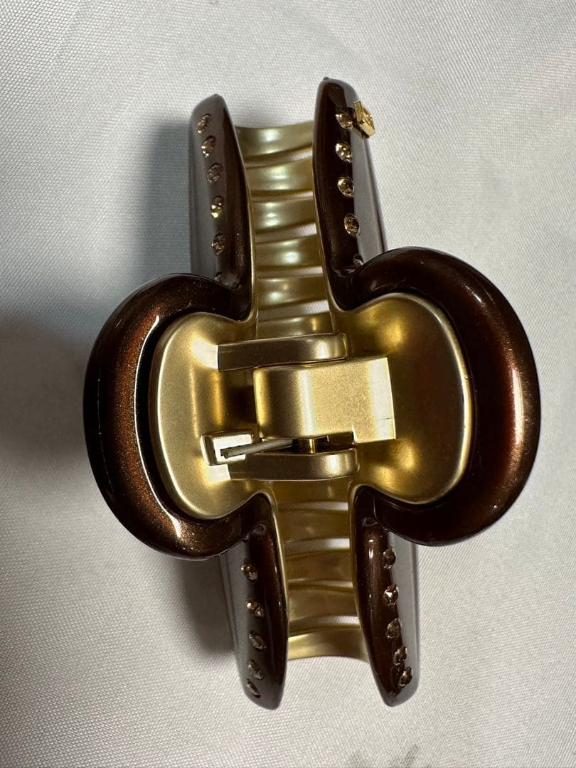 【美品】アレクサンドルドゥパリ ヘアクリップ7.5cm ブラウン