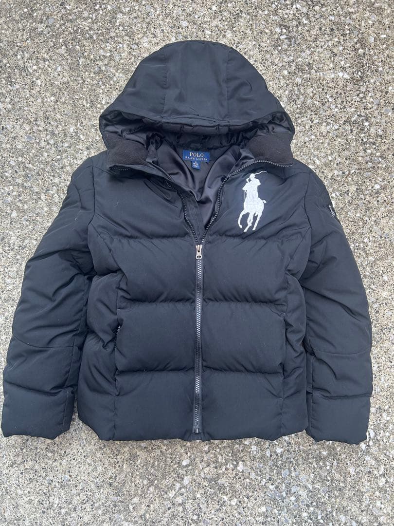 ラルフローレン フード付きダウンジャケット 黒　ビッグポニー XS