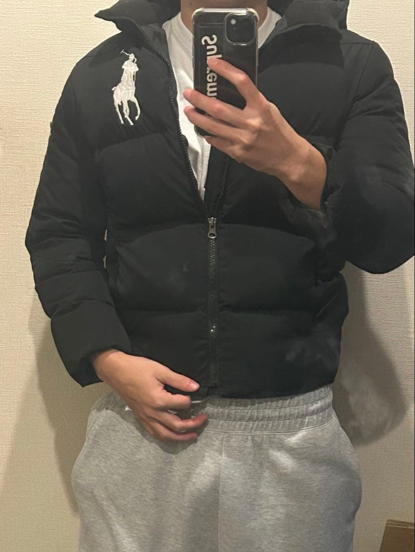 ラルフローレン フード付きダウンジャケット 黒　ビッグポニー XS
