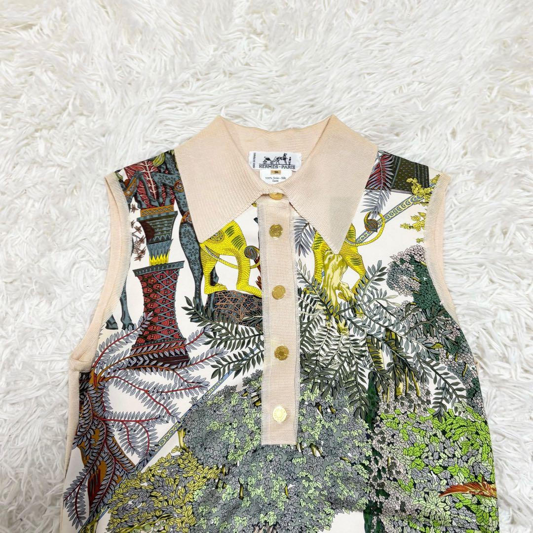 Jungle Love HERMES ノースリーブ　ポロシャツ　シルク　スカーフ