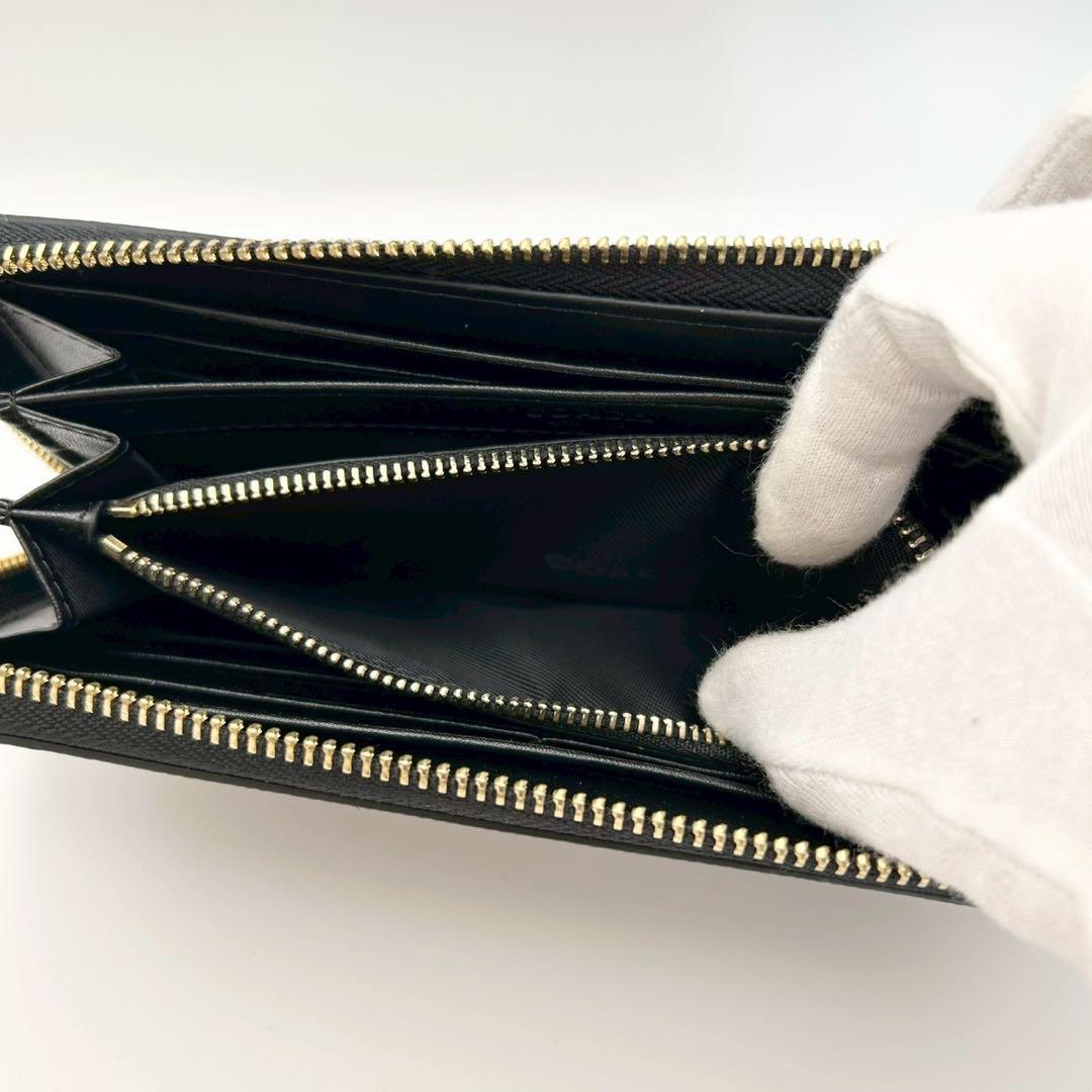 【超美品】COACH コーチ 長財布 ラウンドファスナー レザー ブラック