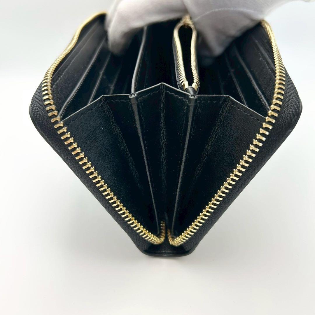 【超美品】COACH コーチ 長財布 ラウンドファスナー レザー ブラック