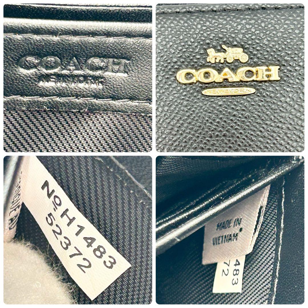 【超美品】COACH コーチ 長財布 ラウンドファスナー レザー ブラック