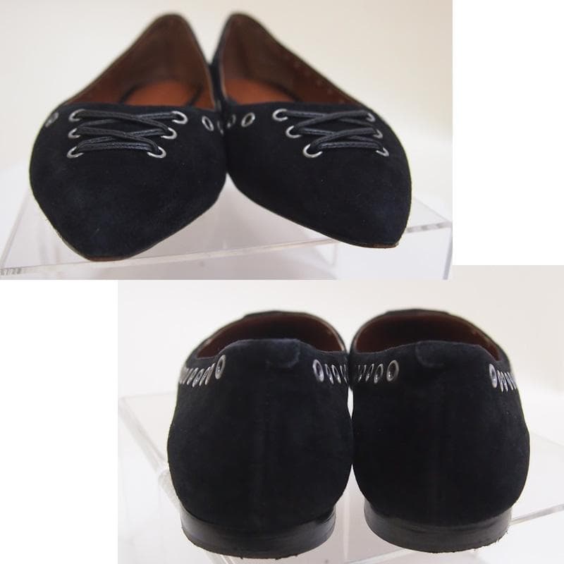 COACH ブラック フラットシューズ　レザーハトメ飾り（7Ｃ）24.0cm